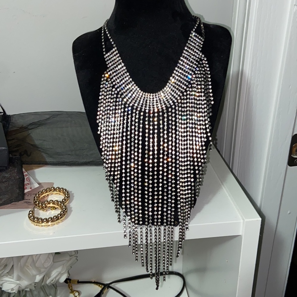 Express Full Chest Rhinestone Choker Necklace